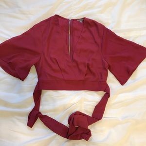 Flowy maroon crop top